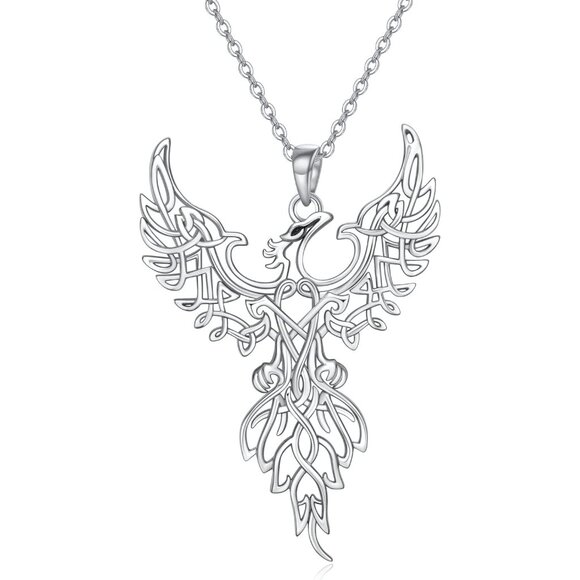 Sterling Silver Phoenix Celtic Knot Pendant Necklace 18